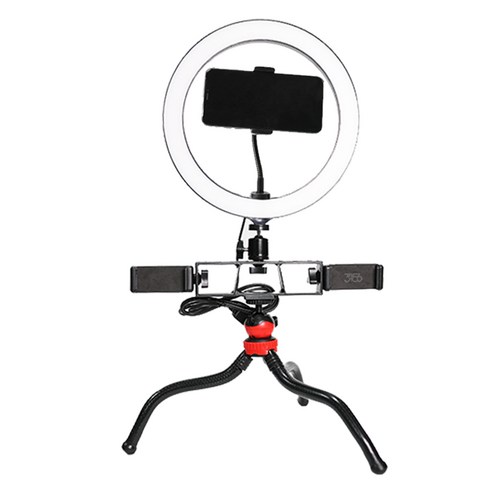 GUNU 개인방송 LED 링 라이트 평면 26cm + 360도 회전 브라켓 + 자유변형 문어발 삼각대 + 듀얼 브라켓 + 휴대폰 클립 2p + 내부 핸드폰그립 세트, MMM LED STICK - 111, 1세트