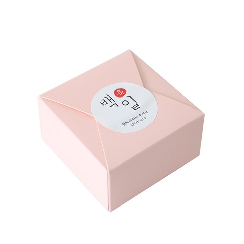 레이스 포장 박스 100p + 백일 스티커 한글1 100p 세트, 박스(핑크), 스티커(혼합색상), 1세트