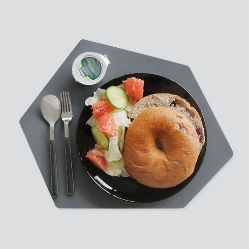 에이드엘 폴리곤 실리콘 테이블매트 2p, 다크그레이, 가로 350mm x 세로 274mm x 두께 1.2mm
