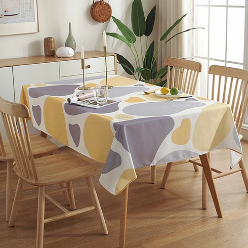 알럽홈 컬러페블 디어포인트 식탁보, 옐로우, 135 x 180 cm