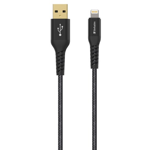 버바팀 라이트닝 8핀 to USB A 충전케이블 200cm, 블랙, 1개