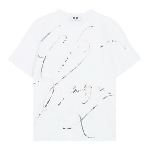 MSGM 여성용 스팽글 반팔 티셔츠