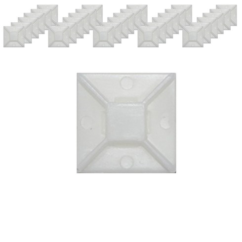 케이블타이마운트 - 접착식 케이블타이 홀더 백색 일반 20 x 20 mm, 1000개, 화이트