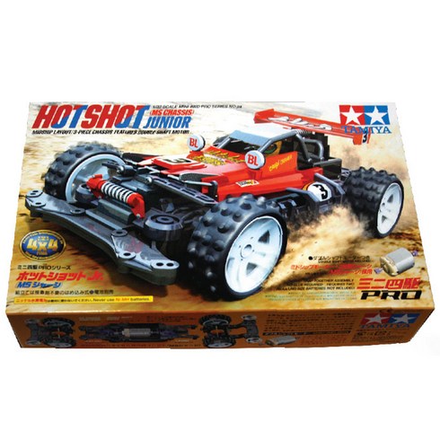 타미야 Hot shot Jr MS샤시 미니카 4WD 18624 + Atomic Tuned 2 Motor PRO 15489 조립 키트, 혼합색상, 1세트