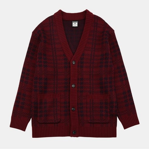 NII 남성용 체크 브이넥 가디건 NNXBZWW9551