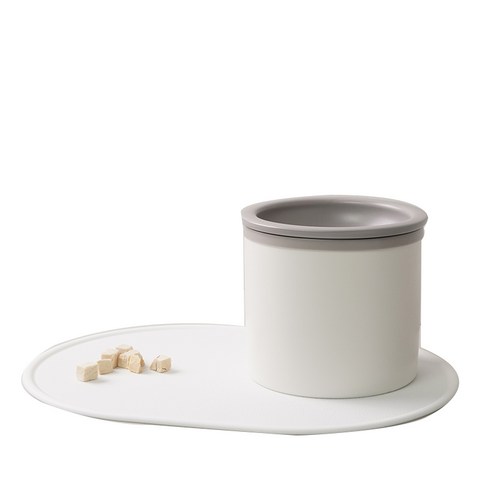 보울보울 반려동물 식기 헬로 직각볼 매트 세트 15cm, 볼(애쉬그레이), 워터볼(밀크화이트), 매트(밀크화이트), 1세트