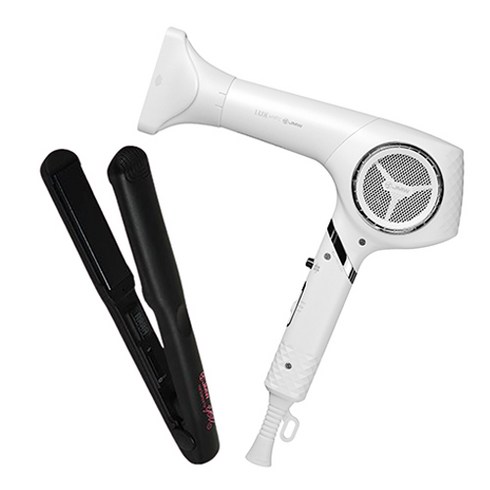 JMW 어썸패키지 럭스 BLDC 항공모터 접이식 헤어 드라이기 화이트 MF6002B 1700W + 전문가용 헤어 고데기 블랙 W2001MA 23W, 혼합색상, MF6002B, W2001MA