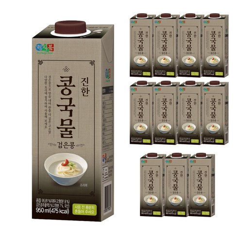 서리태 콩물 염색 흑색 1박스 - 정식품 진한 콩국물 검은콩, 950ml, 12개