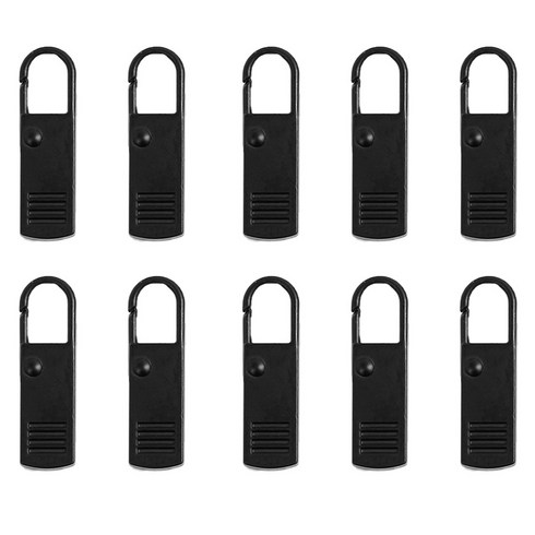 셀프 클립 지퍼고리 10p, 블랙, 1세트