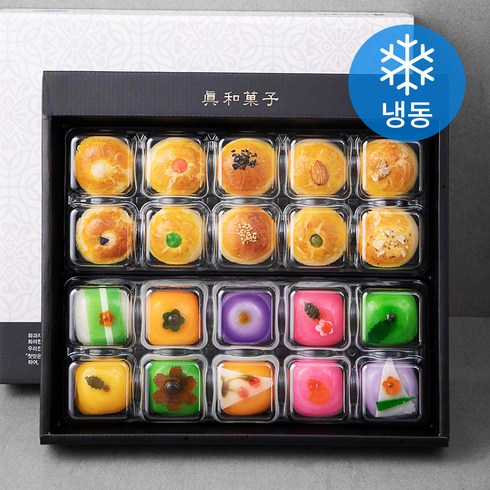 2023년 가성비 최고 추석선물세트 - 진화과자 우리밀 만쥬 10구 + 화과자 10구 선물세트 900g (냉동), 1세트