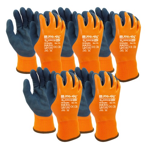 2023년 가성비 최고 크랩그랩장갑 - 장갑의법칙 아쿠아그립 윈터 방한 방수 라텍스 장갑 오렌지 양손세트 GW-8B62B6A, 5세트