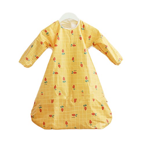 베이비클로 유아용 자기주도 이유식 식탁일체형 방수턱받이 긴팔 일반형, 당근 옐로우, 1개, 1개