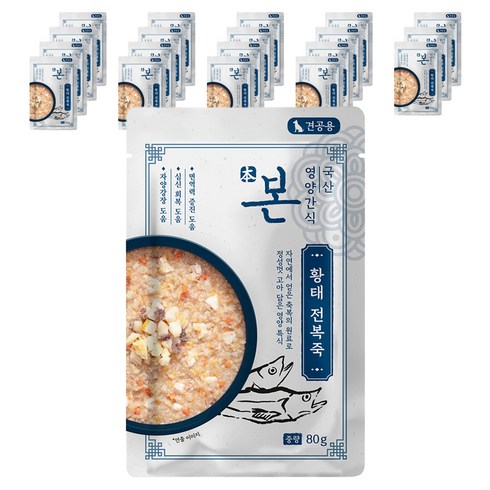 본 영양간식 강아지 전복죽 80g, 20개, 황태맛