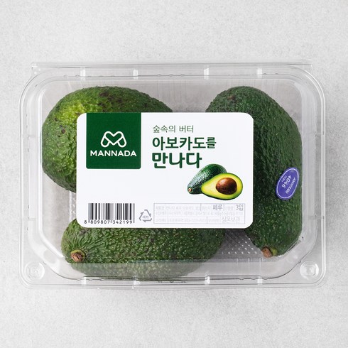 만나다 페루산 아보카도 3입, 550g, 1개