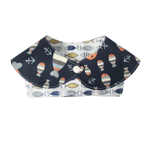 도그맘 반려동물 색동 물고기 카라케이프 XL~2XL, 네이비 + 화이트 + 베이지, 1개