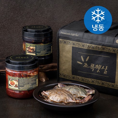 2024년 가성비 최고 간장게장선물세트 - 초록햇살 게장 선물세트 간장꽃게장 1.2kg + 양념 1kg (냉동), 1세트