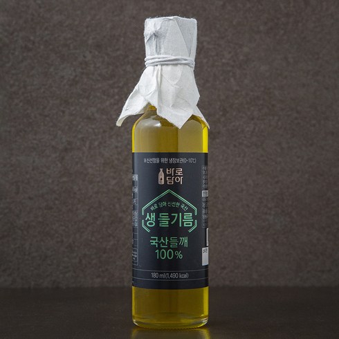 국산생들기름냉압착들기름저온압착생들깨기름180ml - 바로 담아 신선한 국산 생들기름, 180ml, 1개