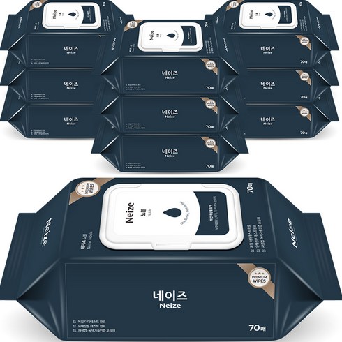 네이즈 유아용 노블 물티슈 캡형, 10개, 70매입