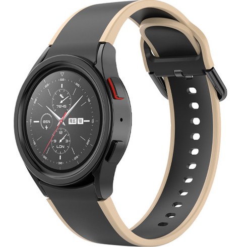 2023년 가성비 최고 갤럭시워치4클래식 - 이츠라이프 갤럭시워치 투톤 실리콘 스포츠 커브형 스트랩, 블랙 + 로즈골드