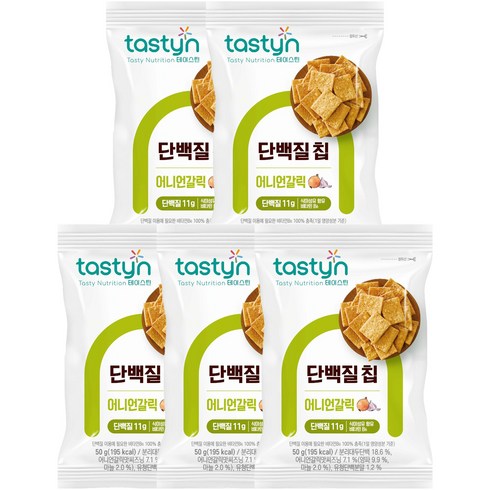 종근당건강 테이스틴 단백질칩 어니언갈릭맛, 50g, 5개