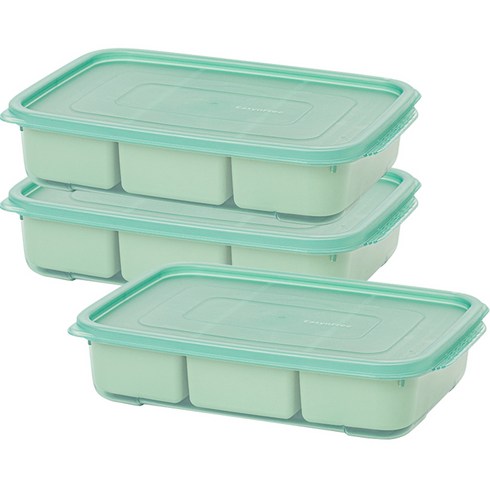 이유식보관용기 - 이지앤프리 튼튼이 웨이브킵 냉동실 나눔 정리용기 3칸 1700ml, 3개, 1세트