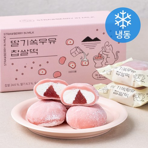 딸기모찌 - 쿠캣 딸기쏙우유 찹쌀떡 9개입 (냉동), 540g, 1개
