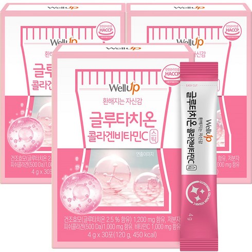 로엘 웰업 글루타치온 저분자 콜라겐비타민C 분말스틱 30p, 120g, 3개