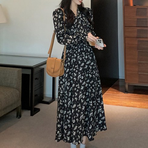 2023년 가성비 최고 꽃무늬원피스 - 페이퍼먼츠 엘리가인 와이드 밴딩 롱 꽃무늬 원피스 04204