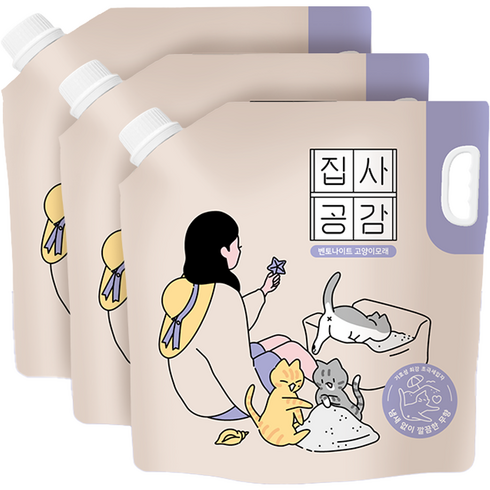 집사공감 고양이 초극세입자 벤토나이트, 6.35kg, 3개, 무향
