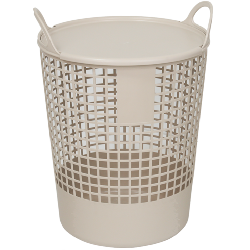 올유리빙 손잡이 뚜껑 빨래 바구니 45L, 베이지