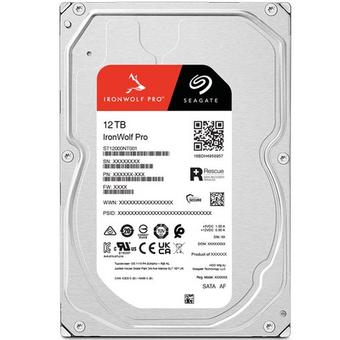 씨게이트 IronWolf Pro HDD, ST12000NT001, 12288GB
