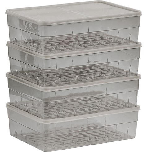 땡스소윤 냉동실 밀폐용기 점보 3200ml 투명그레이, 4개, 단품