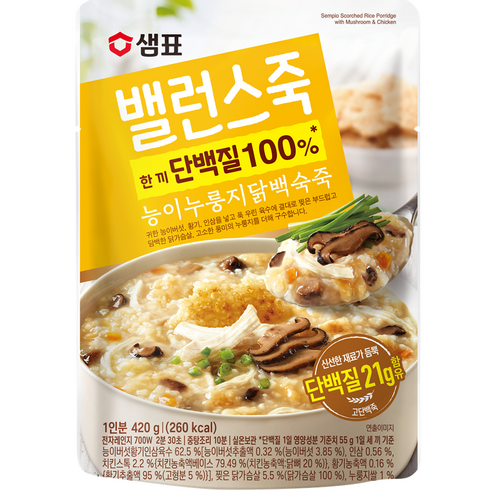 샘표 밸런스죽 능이누룽지닭백숙죽, 420g, 1개