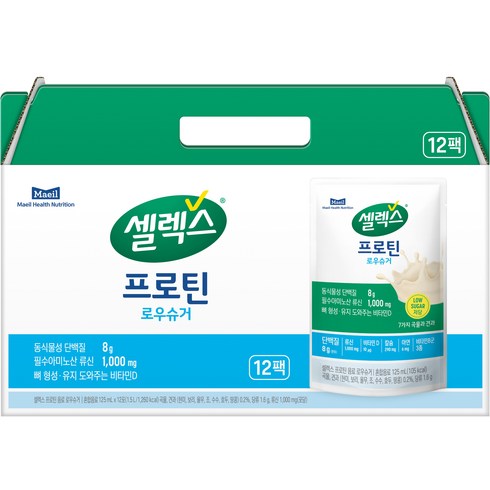 셀렉스 파우치 프로틴 음료 로우슈거 12p, 125ml, 12개