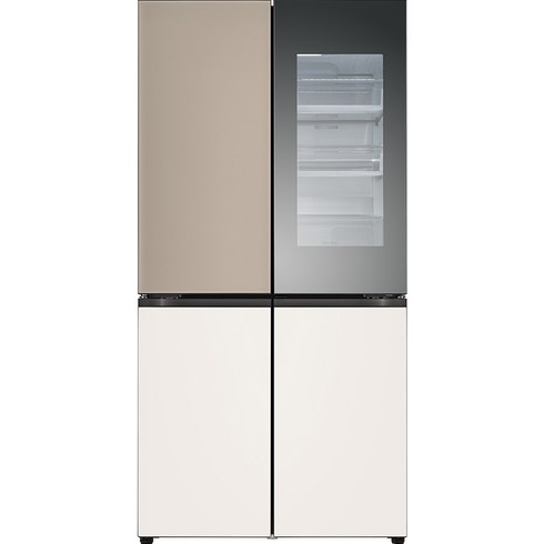 [색상선택형] LG 디오스 오브제컬렉션 노크온 매직스페이스 양문형 4도어 냉장고 방문설치, 클레이 브라운 + 베이지, M874GCB451S