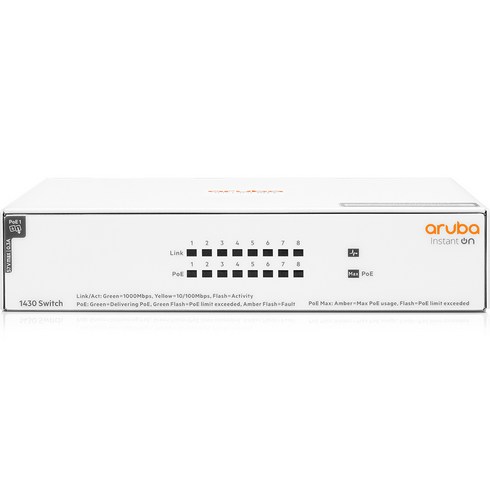 2023년 가성비 최고 씨엘포 - 아루바 HPE 인스턴트 온 1430 8G CL4 PoE 64W UTP 8포트 비관리형 스위칭허브, R8R46A
