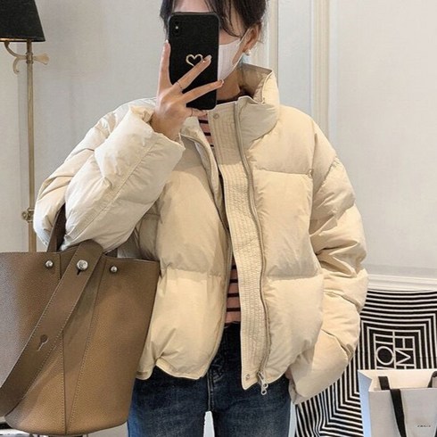 엘쏘 여성용 스탠드 카라 숏 패딩점퍼