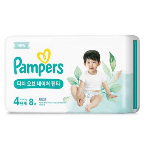 팸퍼스 터치 오브 네이처 팬티형 기저귀 남녀공용, 4단계, 8매