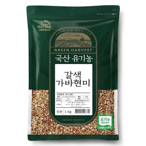 그린하베스트 유기농 갈색 가바현미, 1kg, 1개