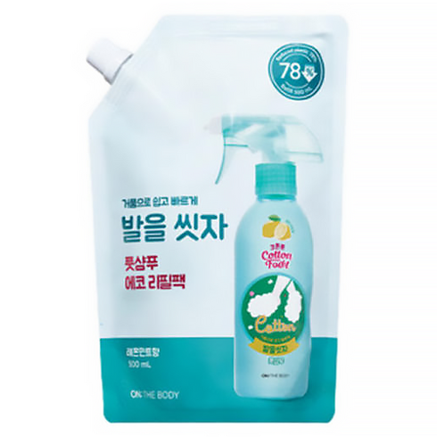 코튼풋 발을씻자 풋샴푸 레몬민트향 리필 500ml, 1개입, 1개