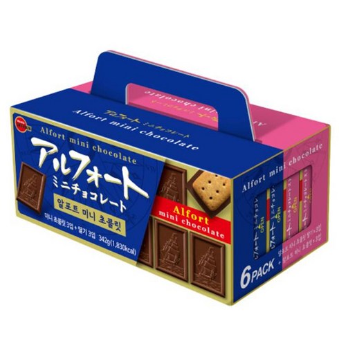 부르봉 알포트 미니 초콜릿 밀크 59g x 3p + 딸기 55g x 3p 세트, 1세트