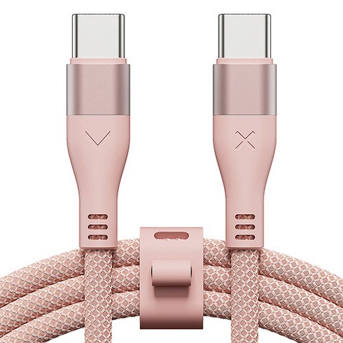 빅쏘 우븐 패브릭 단선방지 USB C to C 타입 PD 60W 고속 충전 아이폰 갤럭시 케이블, 1개, 핑크, 1.2m