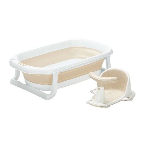 말랑하니 - 말랑하니 유아용 접이식 욕조 + 목욕의자 세트, 아몬드밀크
