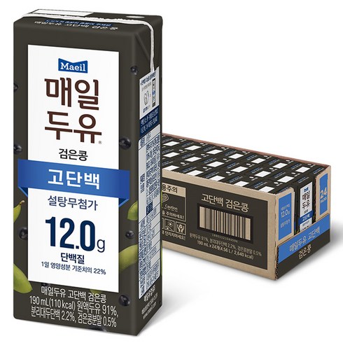 고단백두유 - 매일두유 고단백 검은콩 두유, 24개, 190ml