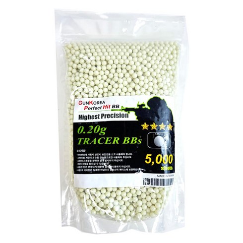 012g 야광 비비탄 - GK 정밀 야광 비비탄 0.2g x 5000p, 1개, 그린