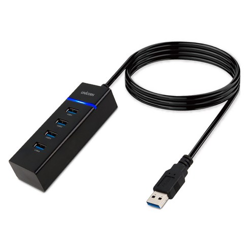 usb허브3.1 - 유니콘 4포트 무전원 USB3.1 허브 케이블 1.8m LH-4000A, 블랙, 1개