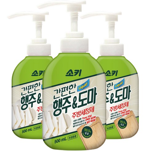 소키 간편한 행주 앤 도마 주방세정제, 500ml, 3개