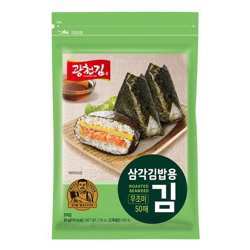 삼각김밥김 - 광천김 삼각김밥용 김 무조미 50매, 50g, 1개