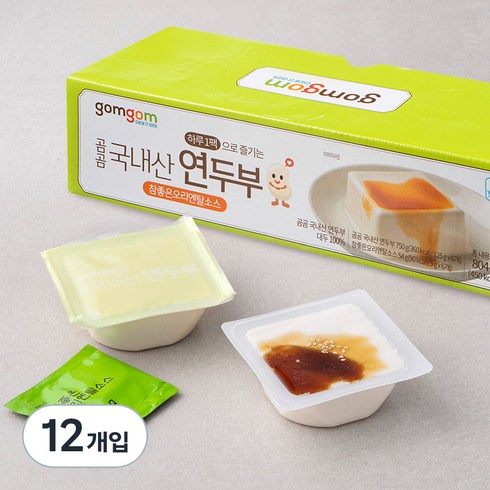 곰곰 하루1팩 국산콩 연두부+오리엔탈소스, 134g, 12개입