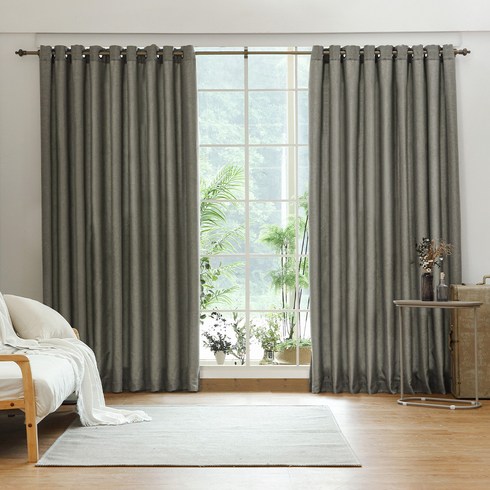 더자리 아일렛 네추럴 린넨필 암막커튼